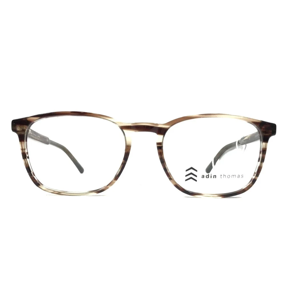 Adin Thomas Eyeglasses Frames AT-560 C2 Coffee Demi Striped Full Rim 52-18-140